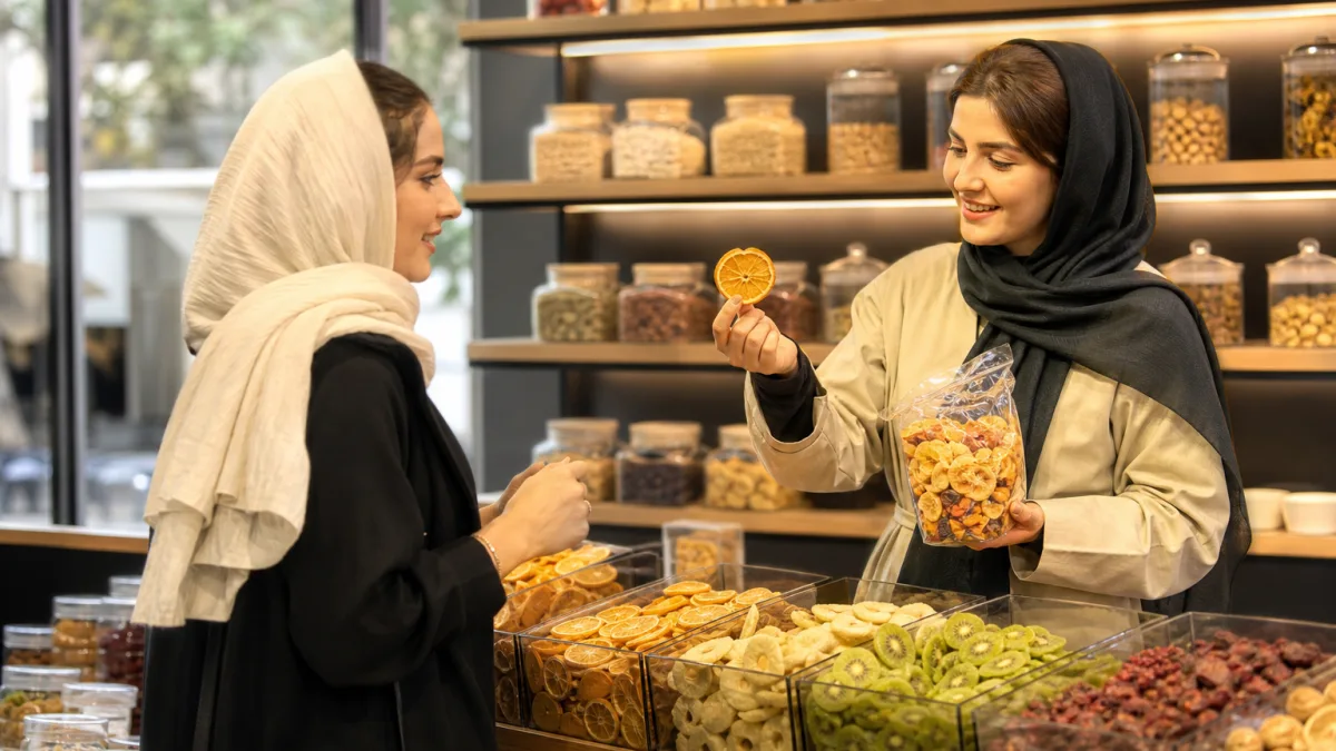 میوه خشک با بسته‌بندی شفاف برای خرید